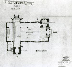 Grundriss Wiederaufbau St.-Amandus-Kirche 1948/1949